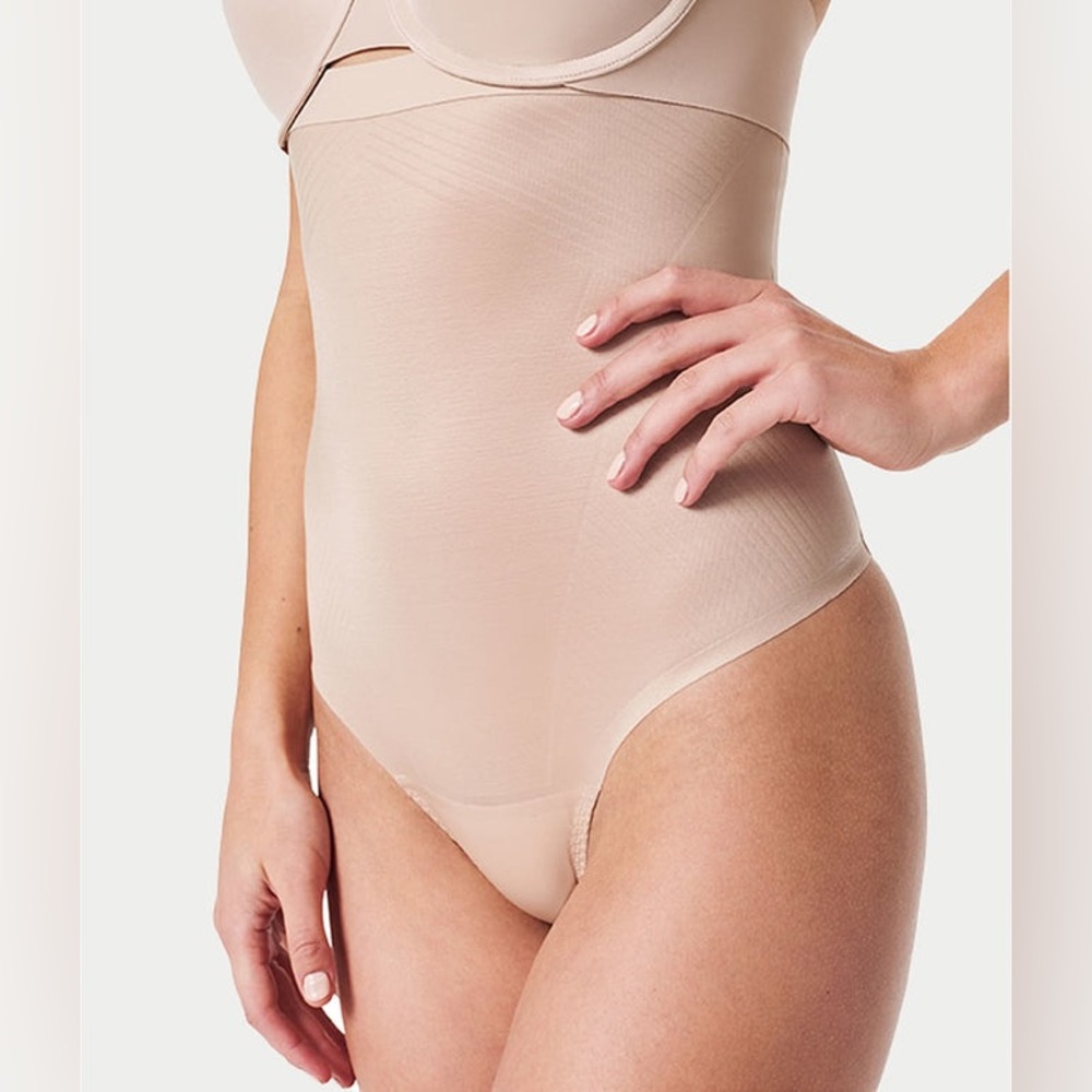 NWOT SPANX nude Thinstincts 2.0 High-Waist Shaping Thong - Picture 3 of 7